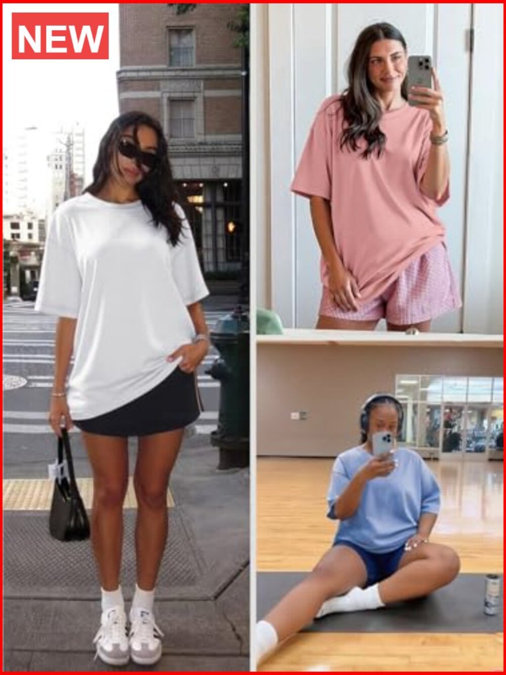 Oversized Loose Fit T-Shirt Crew Neck Short Sleeve Casual Tee - Picture 2 of 7